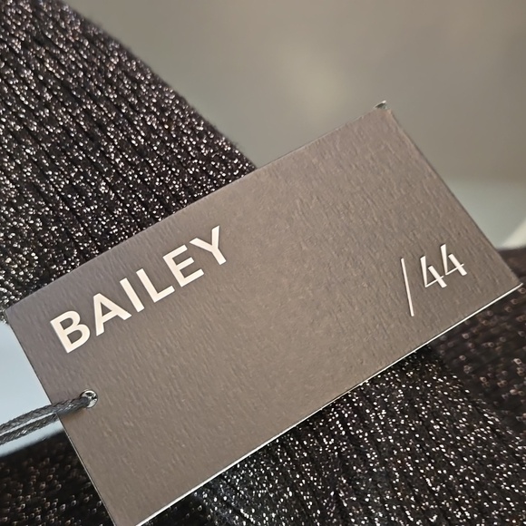 Bailey 44 Black Long Sleeve Stretchy Bodycon Midi Dress Metallic Thread Size M - Picture 6 of 10